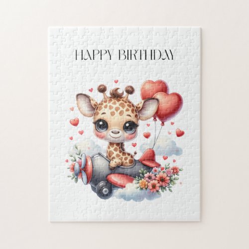Giraffe Pilot Birthday Jigsaw Puzzle