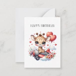 Giraffe Pilot Birthday Note Card