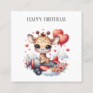 Giraffe Pilot Birthday Square Business Card