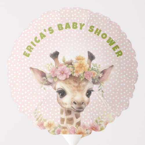 Giraffe Pink Baby Girl Shower Sprinkle Wild Jungle Balloon