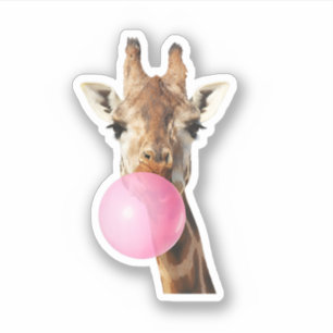 Giraffe Pink Bubble Gum Cute Funny Animal Lover Sticker