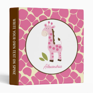 Giraffe Pink Cute Kids Girl Adorable 3 Ring Binder
