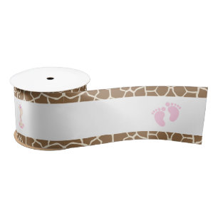 Giraffe Pink Girl Baby Shower Satin Ribbon