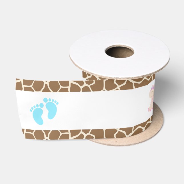 Giraffe Pink Girl Baby Shower Satin Ribbon (Spool)