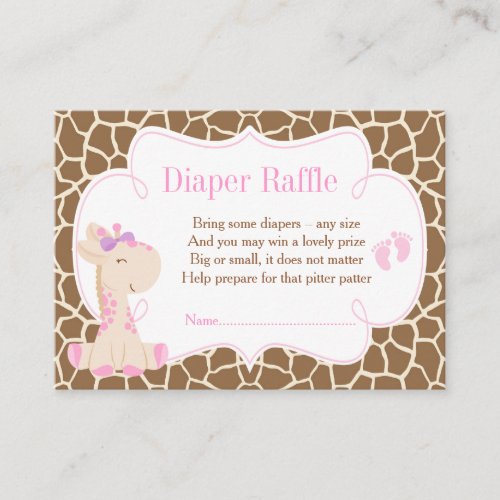 Giraffe Pink Girl Diaper Raffle Invitation