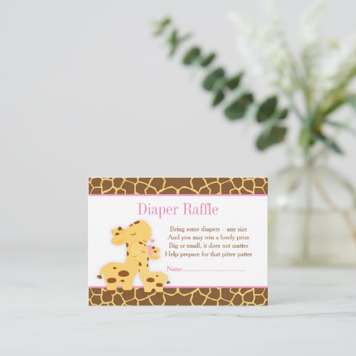 Giraffe Pink Girl Diaper Raffle Invitation