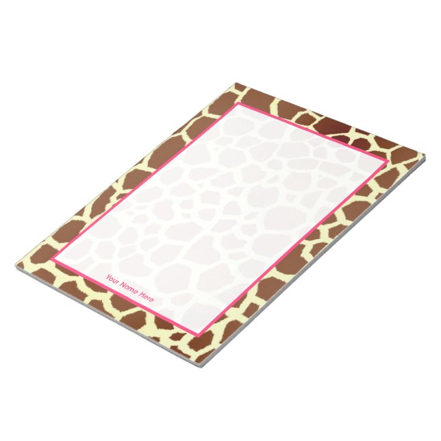 Giraffe & Pink Personalized Notepad (Angled)