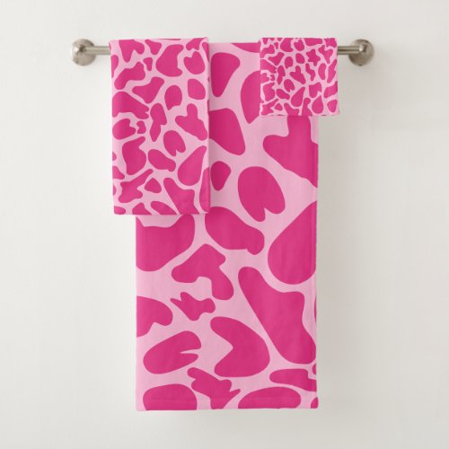 Giraffe Pink Skin Pattern Wild animal print Bath Towel Set