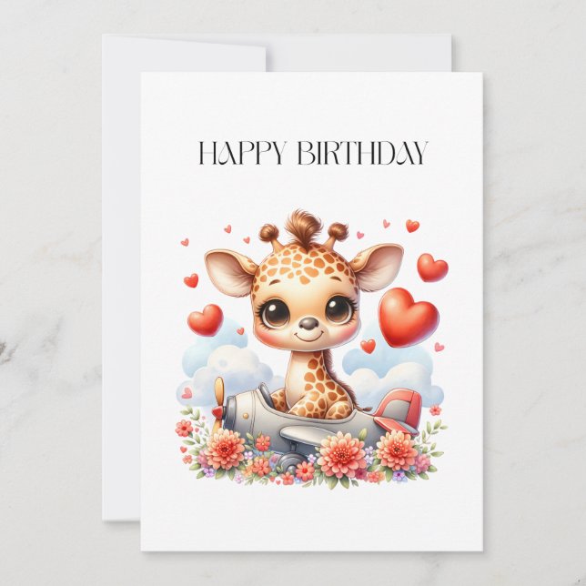 Giraffe Plane Birthday (Front)