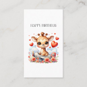 Giraffe Plane Birthday Business Card