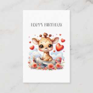 Giraffe Plane Birthday Business Card
