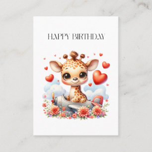 Giraffe Plane Birthday Business Card