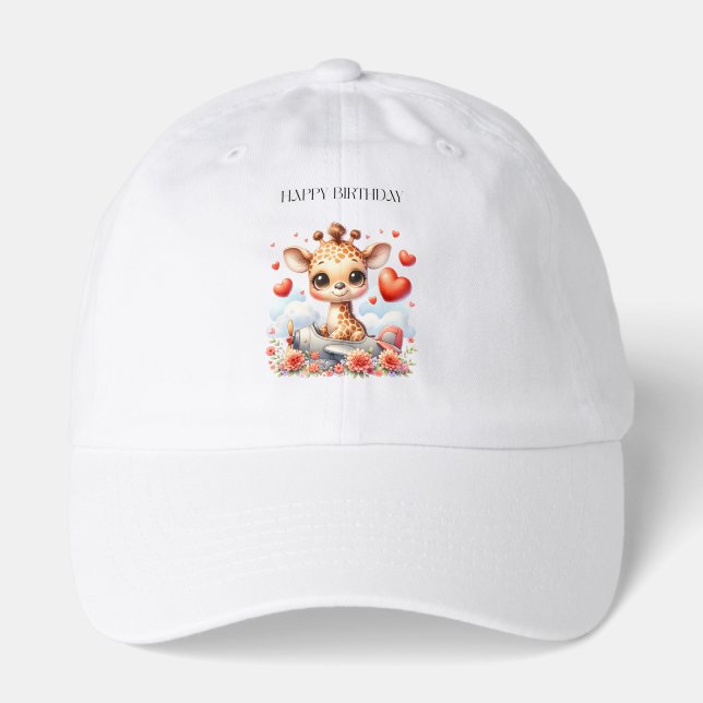 Giraffe Plane Birthday Hat (Front)