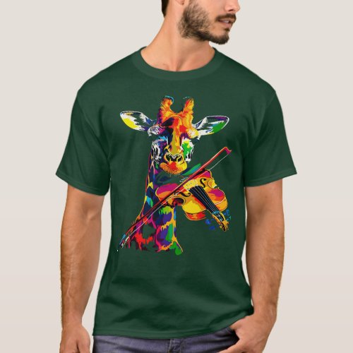 Giraffe Playing Violin T_Shirt