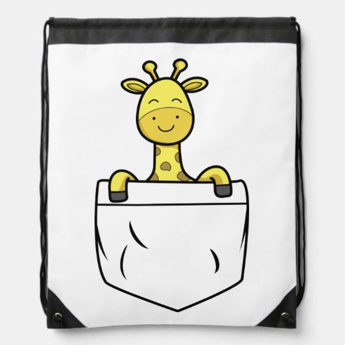Giraffe Pocket _ Giraffe Pocket Print  Drawstring Bag