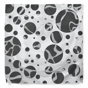 Giraffe Polka Dot Black and Light Gray Print Bandana