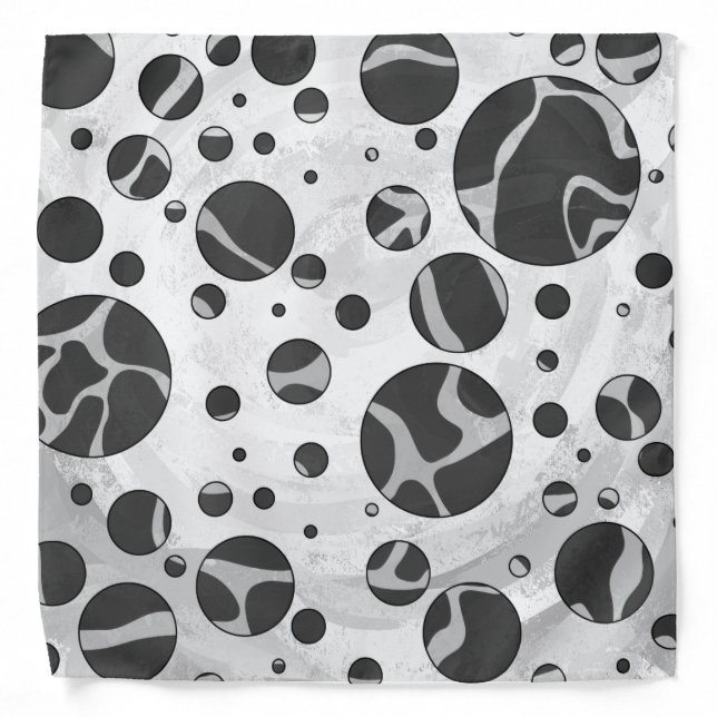 Giraffe Polka Dot Black and Light Gray Print Bandana (Front)