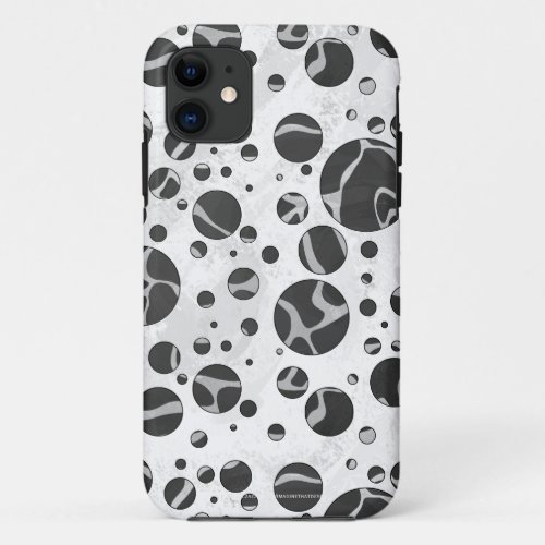 Giraffe Polka Dot Black and Light Gray Print iPhone 11 Case