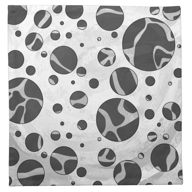 Giraffe Polka Dot Black and Light Gray Print Cloth Napkin (Front)