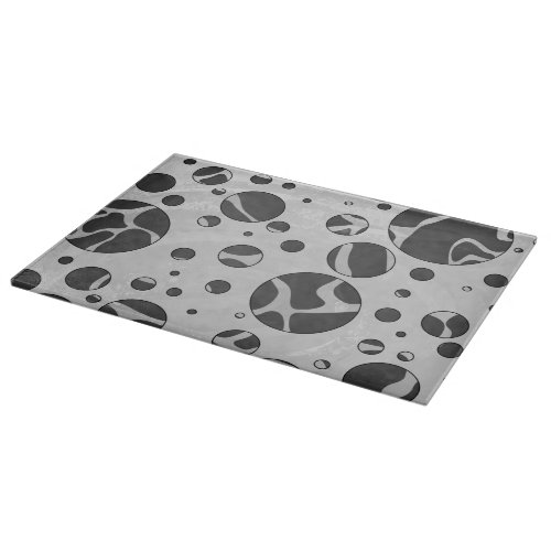 Giraffe Polka Dot Black and Light Gray Print Cutting Board