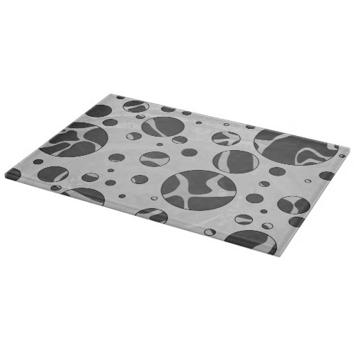 Giraffe Polka Dot Black and Light Gray Print Cutting Board
