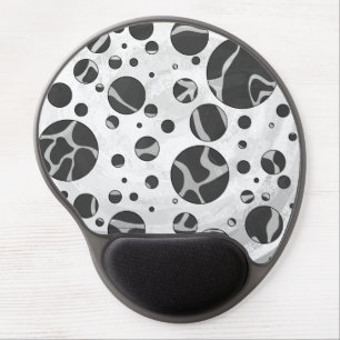Giraffe Polka Dot Black and Light Gray Print Gel Mouse Pad