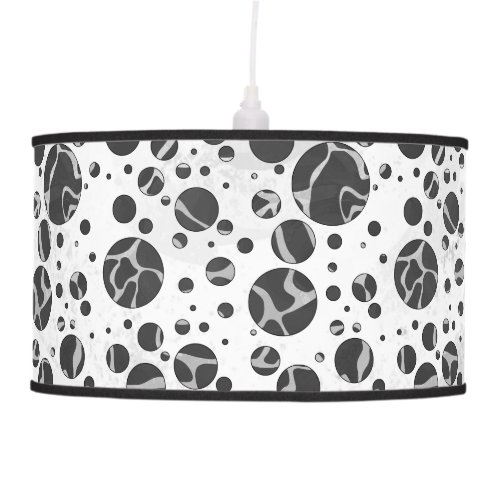 Giraffe Polka Dot Black and Light Gray Print Hanging Lamp