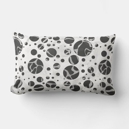 Giraffe Polka Dot Black and Light Gray Print Lumbar Pillow