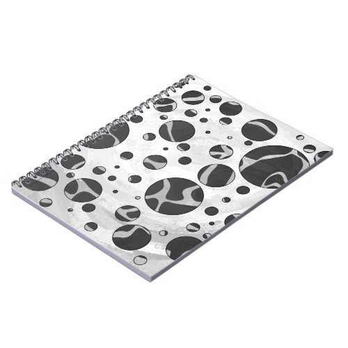 Giraffe Polka Dot Black and Light Gray Print Notebook