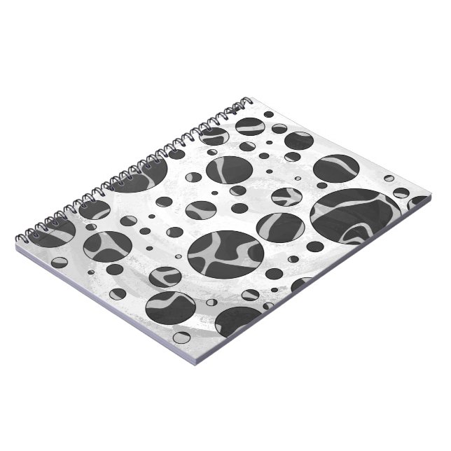 Giraffe Polka Dot Black and Light Gray Print Notebook (Left Side)