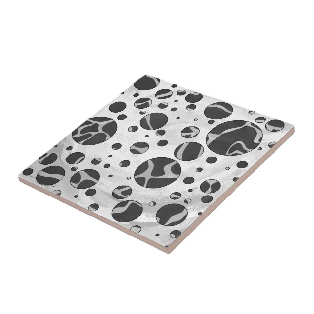Giraffe Polka Dot Black and Light Gray Print Tile (Side)