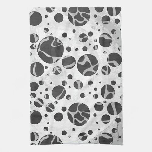 Giraffe Polka Dot Black and Light Gray Print Towel