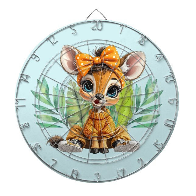 Giraffe Polka Dot Bow  Dart Board (Front)