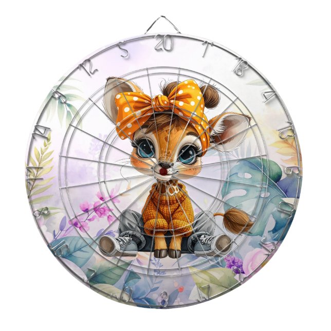 Giraffe Polka Dot Bow  Dart Board (Front)