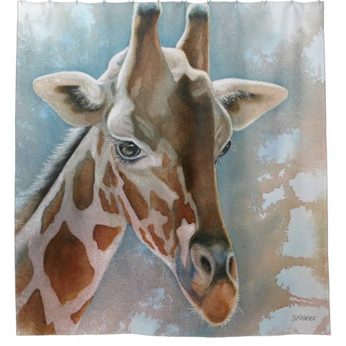 Giraffe Portrait Animal Watercolor Art Shower Curtain