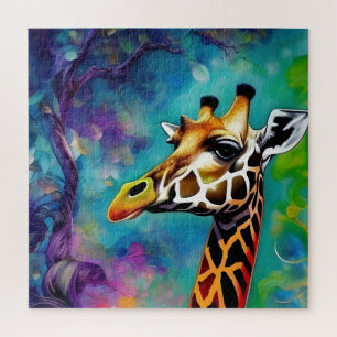 Giraffe Portrait Colorful Jigsaw Puzzle
