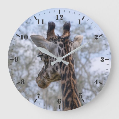 Giraffe portrait I see you if I dont even look Large Clock