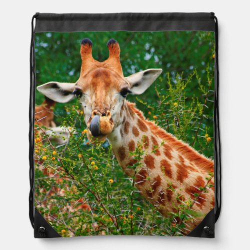 Giraffe Portrait Kruger National Park Drawstring Bag