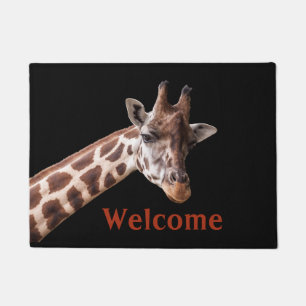 Giraffe Portrait on Black - Doormat