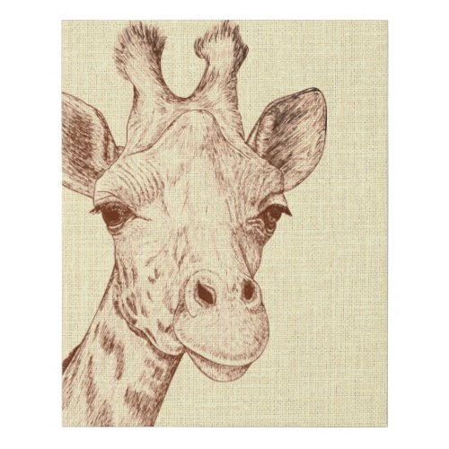 Giraffe Portrait on Burlap Faux Canvas Print