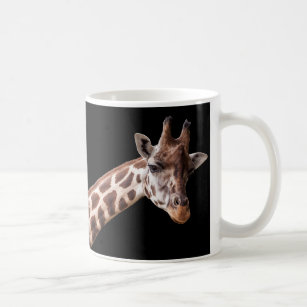 Giraffe Portrait Photo on Black Coffee Mug