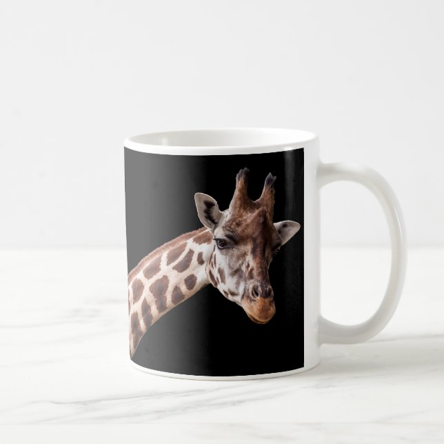Giraffe Portrait Photo on Black Coffee Mug (Right)