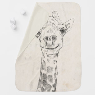 Giraffe Portrait Sketch Baby Blanket