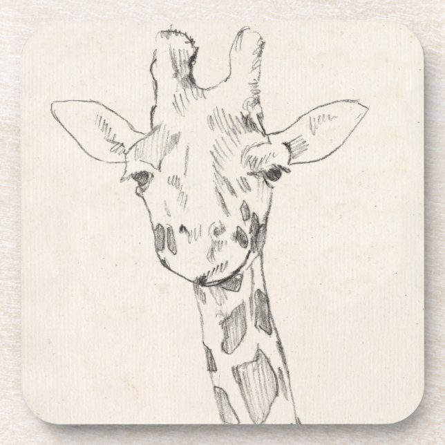 Giraffe Portrait | Sketch Beverage Coaster (Front)