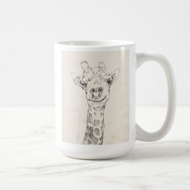 Giraffe Portrait Sketch Coffee Mug (Right)