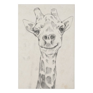 Giraffe Portrait Sketch Faux Canvas Print