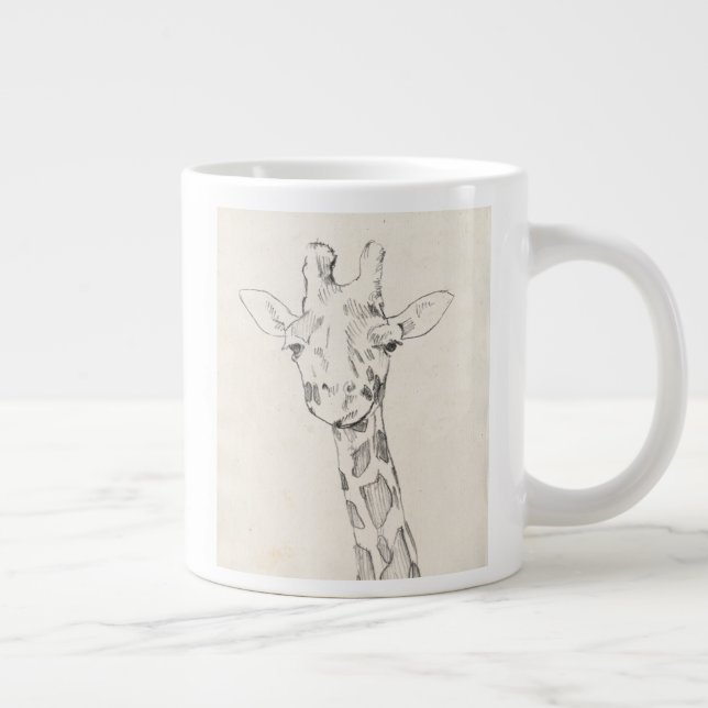 Giraffe Portrait | Sketch Giant Coffee Mug (Right)