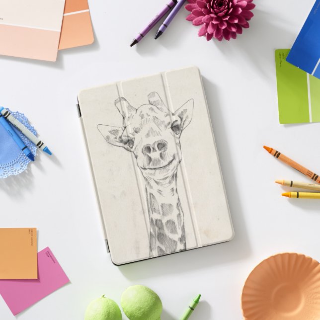 Giraffe Portrait Sketch iPad Pro Cover (Desk)