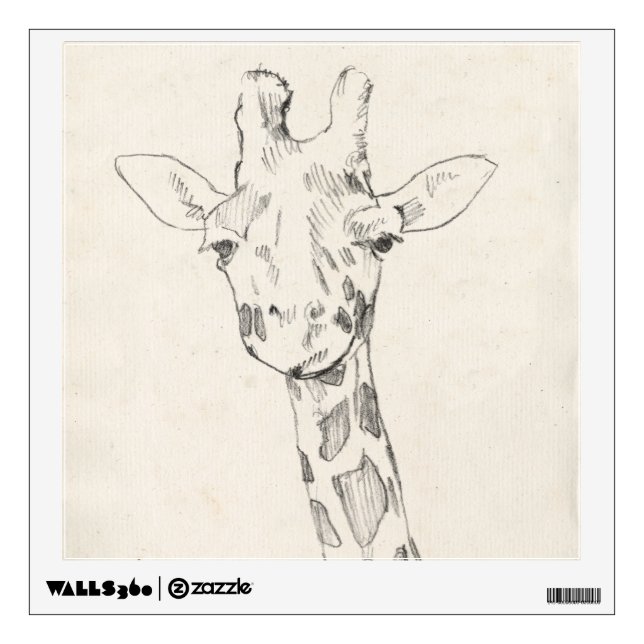 Giraffe Portrait | Sketch Wall Decal (Front)