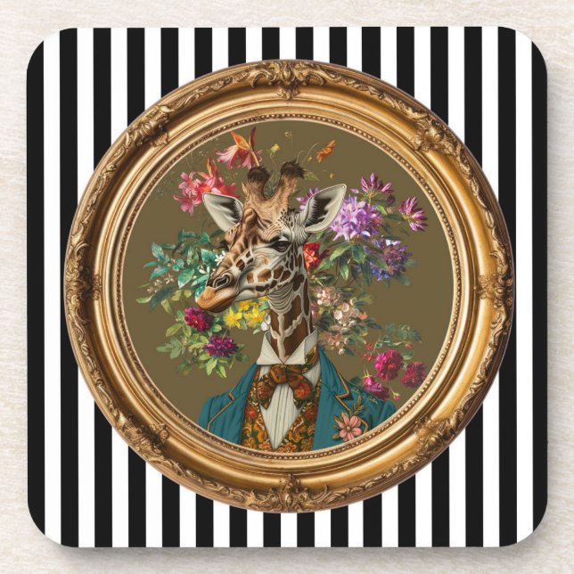 Giraffe Portrait Wall Art Beverage Coaster (Front)